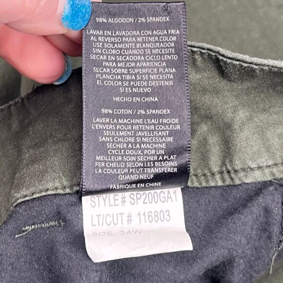 Kut From The Kloth Pants Womens 24W Olive Green Crop Trousers Pockets Slim Chino - Picture 12 of 12